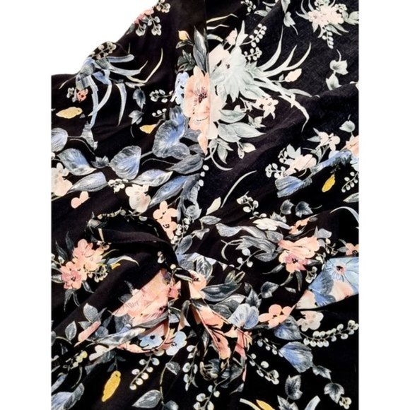 AUGUSTE Black Floral Wrap Around Maxi Short Sleeve Dress Front Tie Size AU 6 - Picture 6 of 9